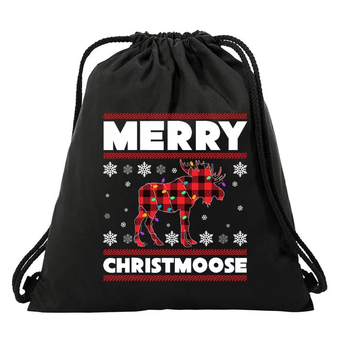 Merry Christmoose Christmas Moose Lover Xmas Holiday Gift Drawstring Bag