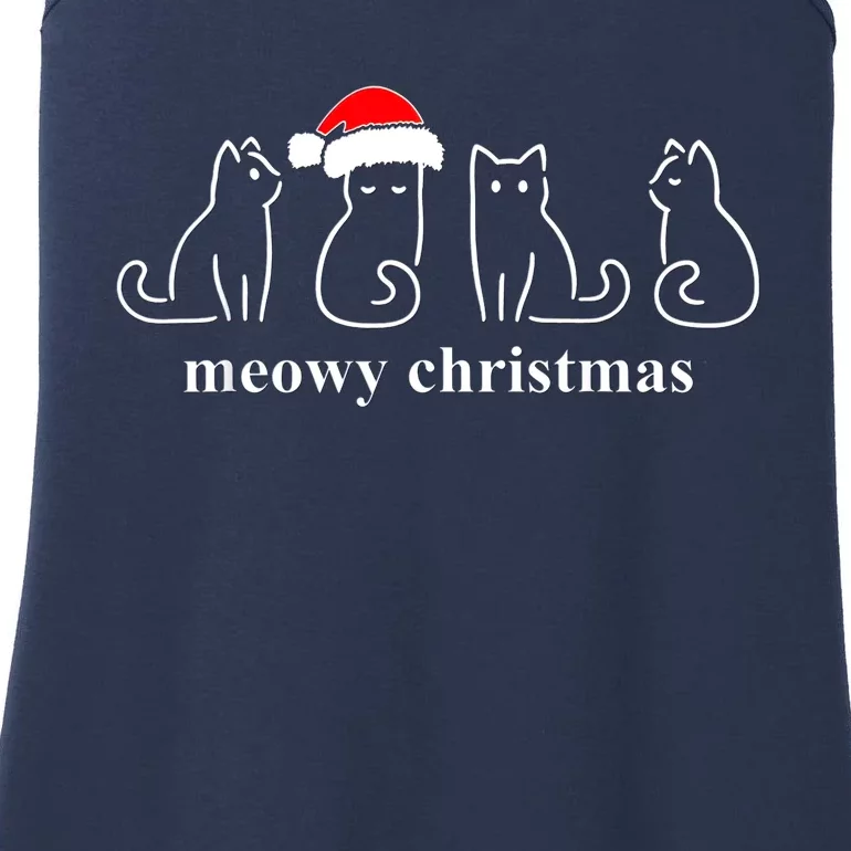 Meowy Catmas Cat Christmas Cute Kitten Cats Santa Hat Xmas Ladies Essential Tank