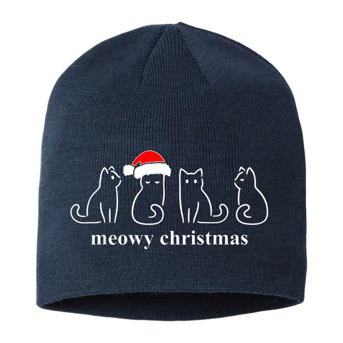 Meowy Catmas Cat Christmas Cute Kitten Cats Santa Hat Xmas 8 1/2in Sustainable Knit Beanie