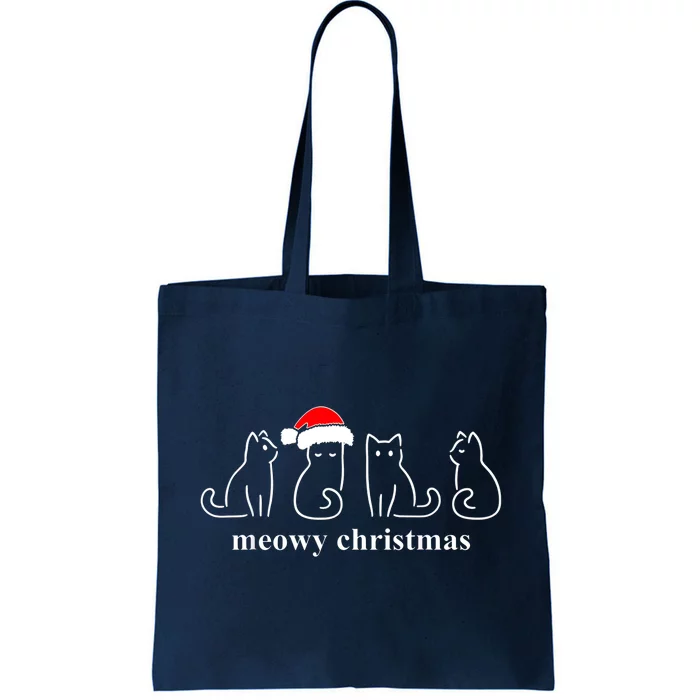 Meowy Catmas Cat Christmas Cute Kitten Cats Santa Hat Xmas Tote Bag