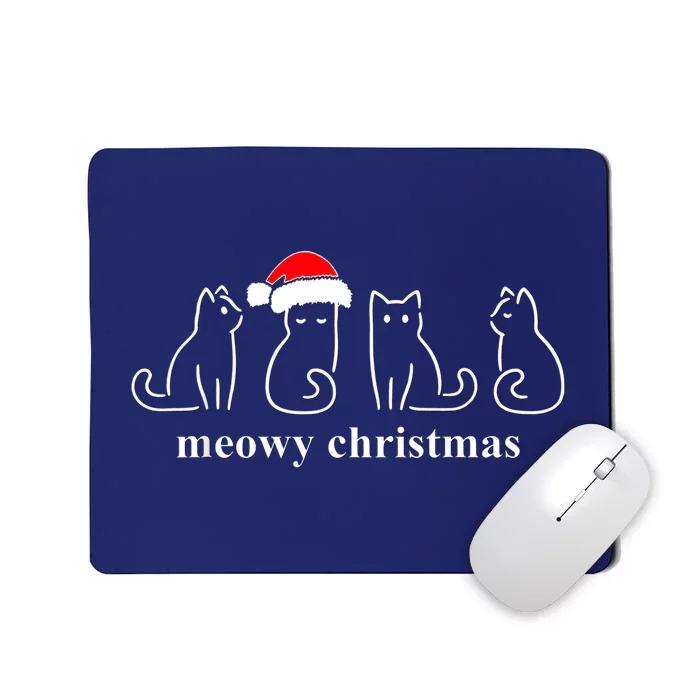 Meowy Catmas Cat Christmas Cute Kitten Cats Santa Hat Xmas Mousepad