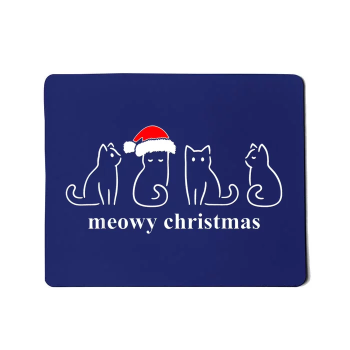 Meowy Catmas Cat Christmas Cute Kitten Cats Santa Hat Xmas Mousepad