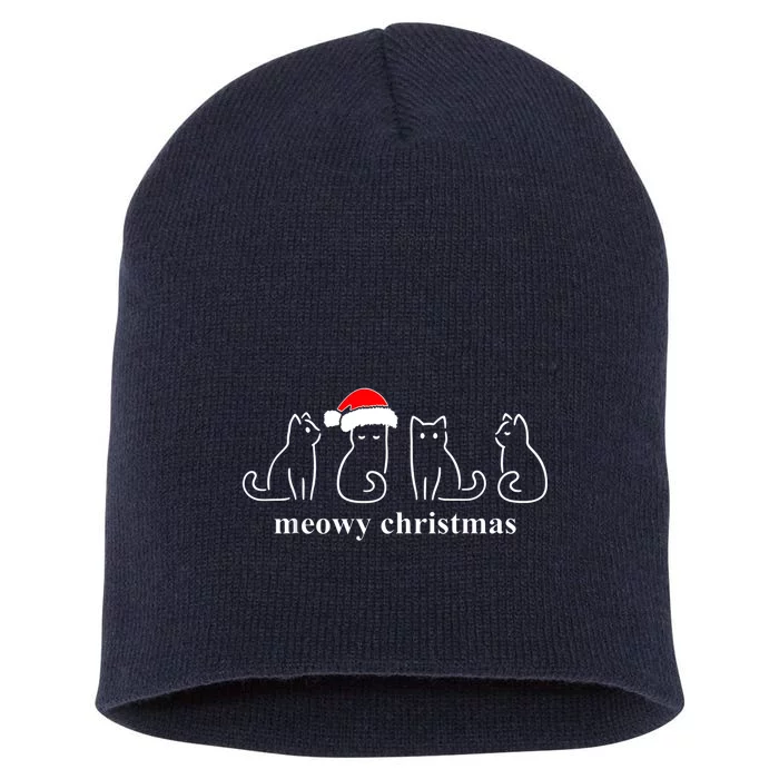 Meowy Catmas Cat Christmas Cute Kitten Cats Santa Hat Xmas Short Acrylic Beanie