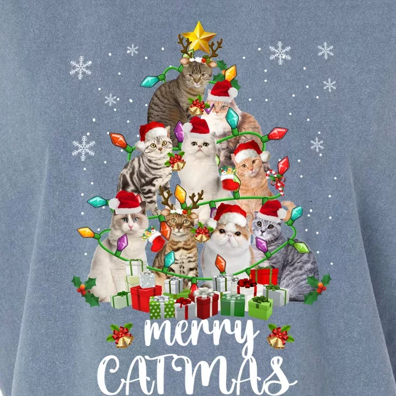 Meowy Christmas Cat Tree Funny Cats Merry Catmas Tees Gift Garment-Dyed Women's Muscle Tee