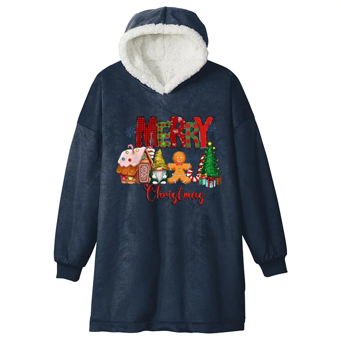 Merry Christmas Candy House Lemon Gnome Gingerbread Pajamas Hooded Wearable Blanket