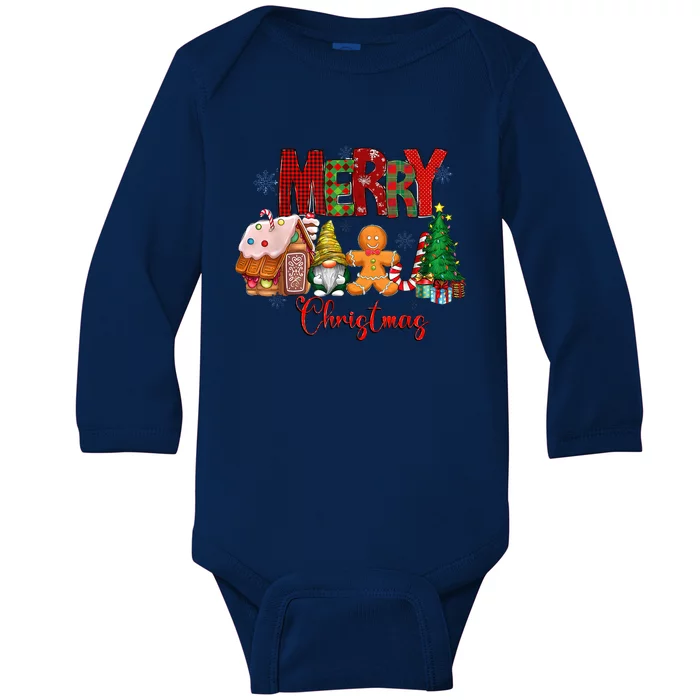 Merry Christmas Candy House Lemon Gnome Gingerbread Pajamas Baby Long Sleeve Bodysuit