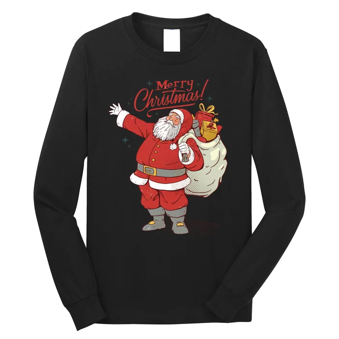 Merry Christmas Classic Santa Claus Vintage Style Long Sleeve Shirt