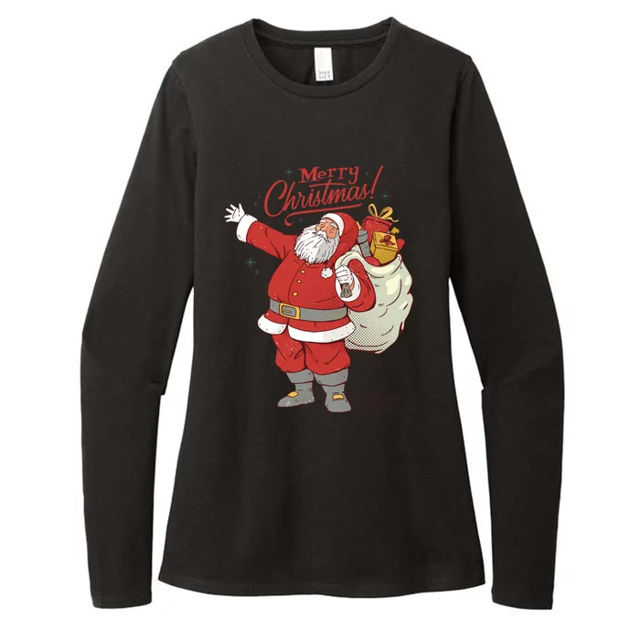 Merry Christmas Classic Santa Claus Vintage Style Womens CVC Long Sleeve Shirt