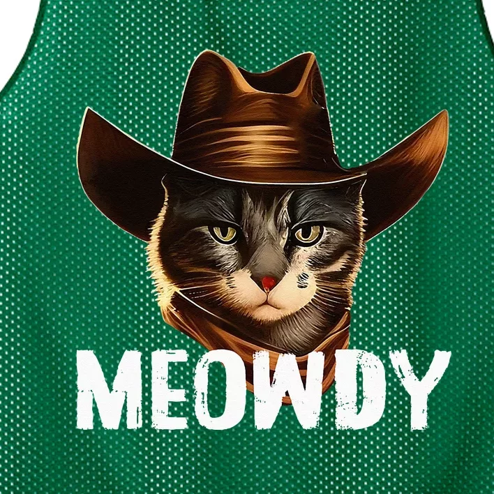 Meowdy Cat Cowboy Funny Cat Meme Mesh Reversible Basketball Jersey Tank