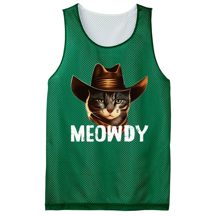 Meowdy Cat Cowboy Funny Cat Meme Mesh Reversible Basketball Jersey Tank