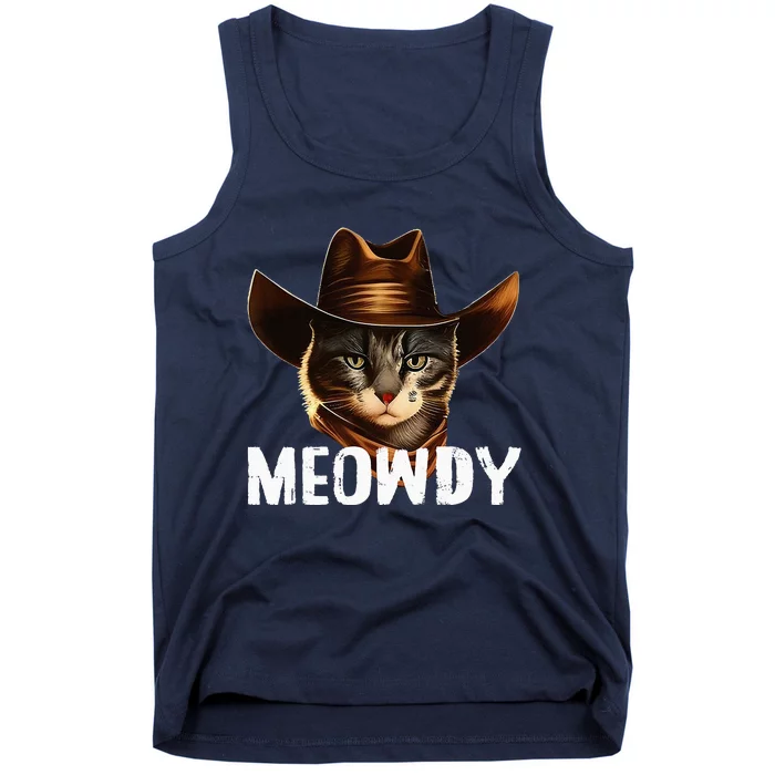 Meowdy Cat Cowboy Funny Cat Meme Tank Top