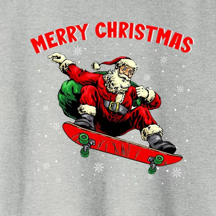 Merry Christmas Cool Christmas Santa Skateboarding Skater Women's Crop Top Tee