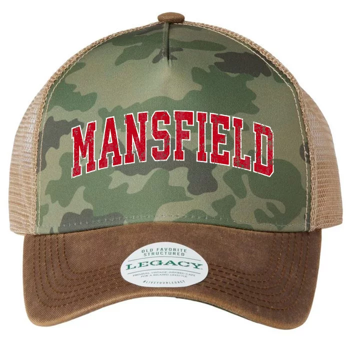 Mansfield Connecticut Ct Vintage Sports Design Red Legacy Tie Dye Trucker Hat