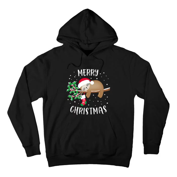 Merry Christmas Cute Sloth Xmas Outfit Matching Family Tall Hoodie