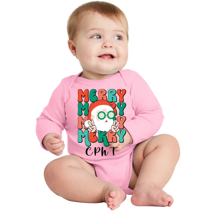 Merry Cpht Christmas Certified Pharmacy Technician Xmas Gift Baby Long Sleeve Bodysuit