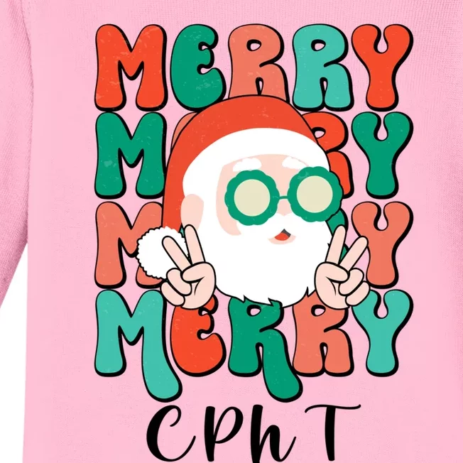 Merry Cpht Christmas Certified Pharmacy Technician Xmas Gift Baby Long Sleeve Bodysuit