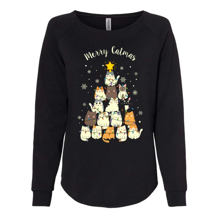 Merry Catmas Cute Cat Lover Christmas Womens California Wash Sweatshirt