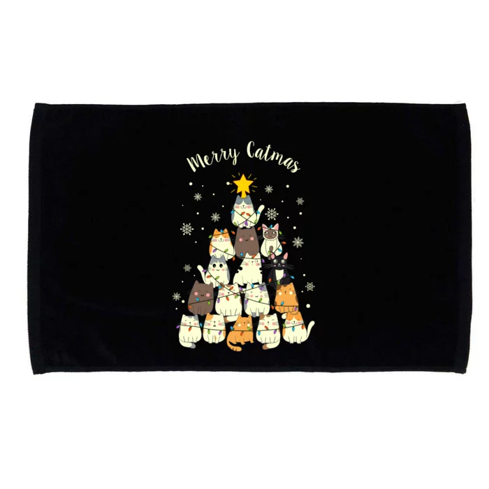 Merry Catmas Cute Cat Lover Christmas Microfiber Hand Towel