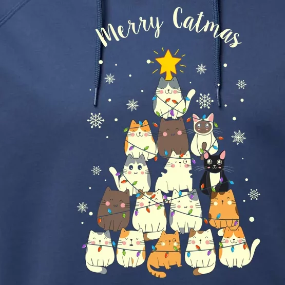 Merry Catmas Cute Cat Lover Christmas Performance Fleece Hoodie