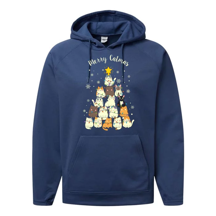 Merry Catmas Cute Cat Lover Christmas Performance Fleece Hoodie