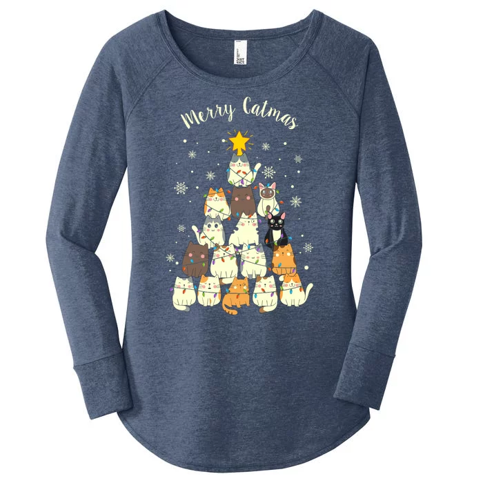 Merry Catmas Cute Cat Lover Christmas Women's Perfect Tri Tunic Long Sleeve Shirt