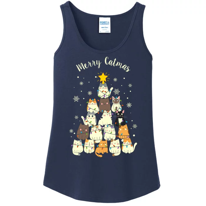 Merry Catmas Cute Cat Lover Christmas Ladies Essential Tank