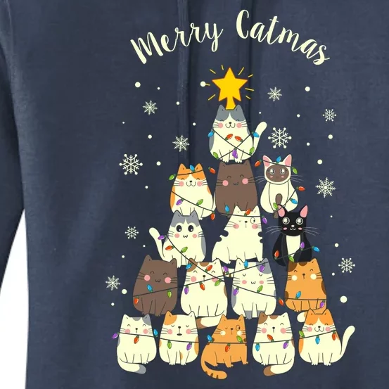 Merry Catmas Cute Cat Lover Christmas Women's Pullover Hoodie