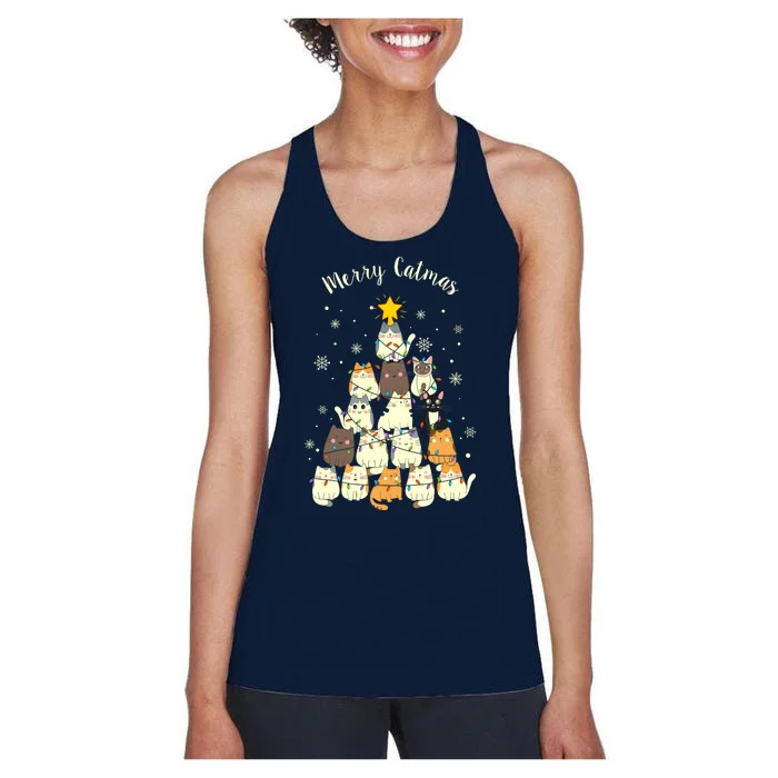 Merry Catmas Cute Cat Lover Christmas Women's Racerback Tank