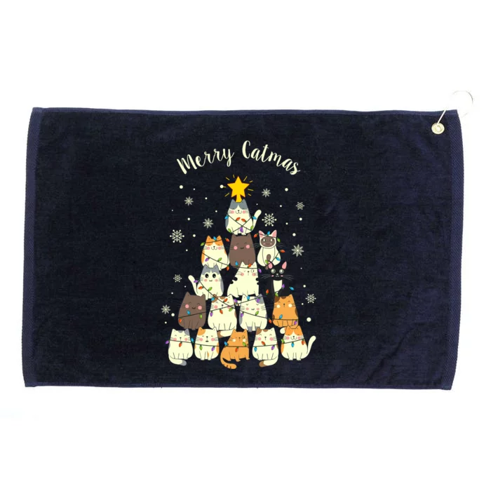 Merry Catmas Cute Cat Lover Christmas Grommeted Golf Towel