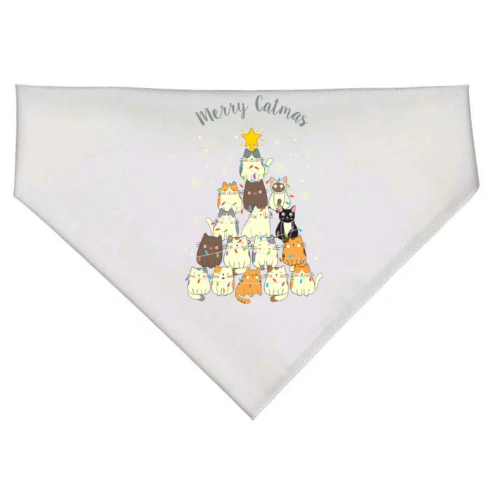 Merry Catmas Cute Cat Lover Christmas USA-Made Doggie Bandana