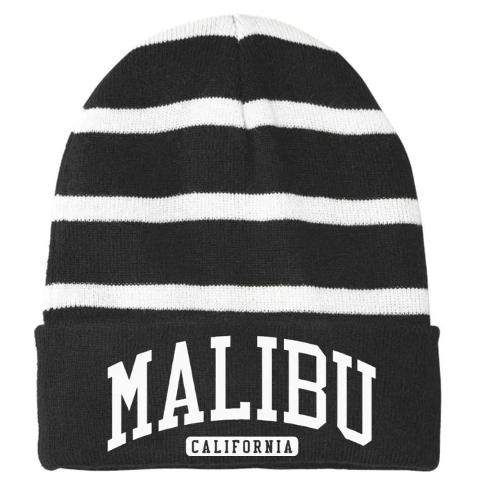 Malibu California CA College Striped Beanie with Solid Band