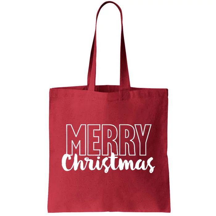 Merry Christmas Cool Text Letters Xmas Tote Bag