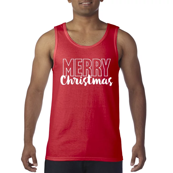 Merry Christmas Cool Text Letters Xmas Tank Top