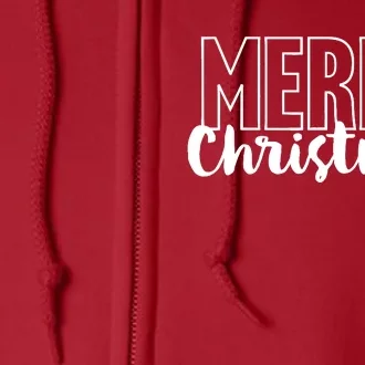 Merry Christmas Cool Text Letters Xmas Full Zip Hoodie