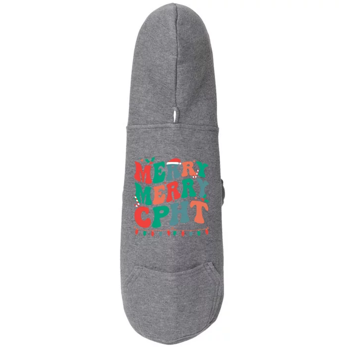 Merry Cpht Christmas Certified Pharmacy Technician Xmas Gift Doggie 3-End Fleece Hoodie