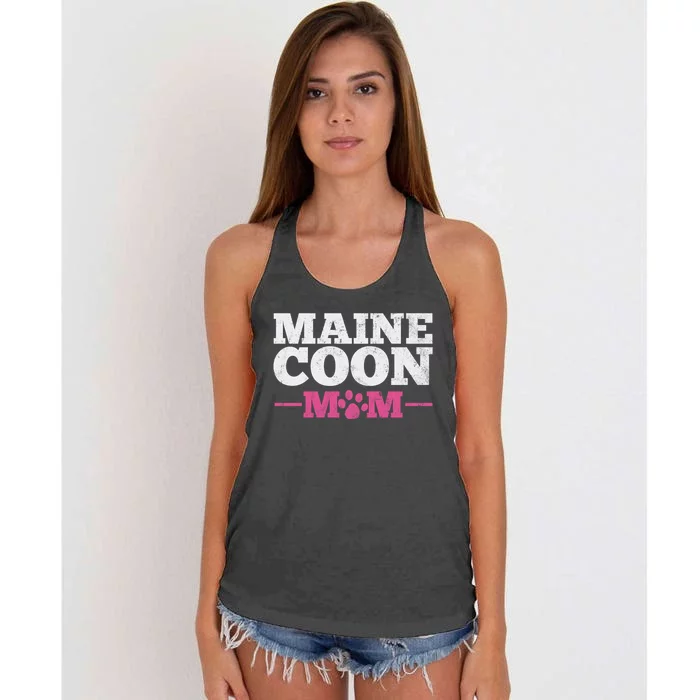 Maine Coon Cat Mom Mama Gift Women's Knotted Racerback Tank