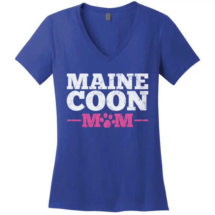 Maine Coon Cat Mom Mama Gift Women's V-Neck T-Shirt