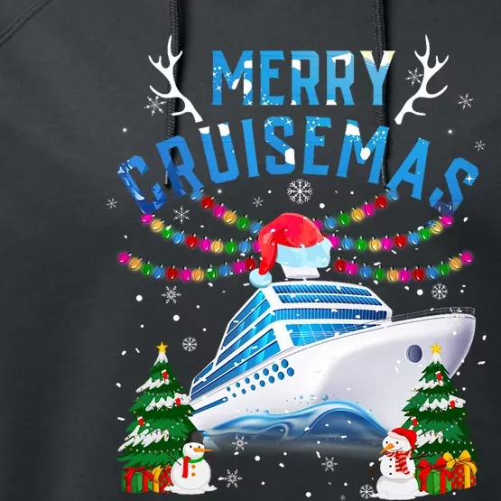 Merry Cruisemas Christmas 2024 Santa Reindeer Cruise Ship Performance Fleece Hoodie