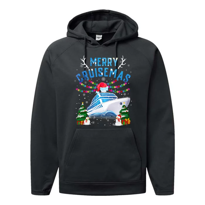 Merry Cruisemas Christmas 2024 Santa Reindeer Cruise Ship Performance Fleece Hoodie