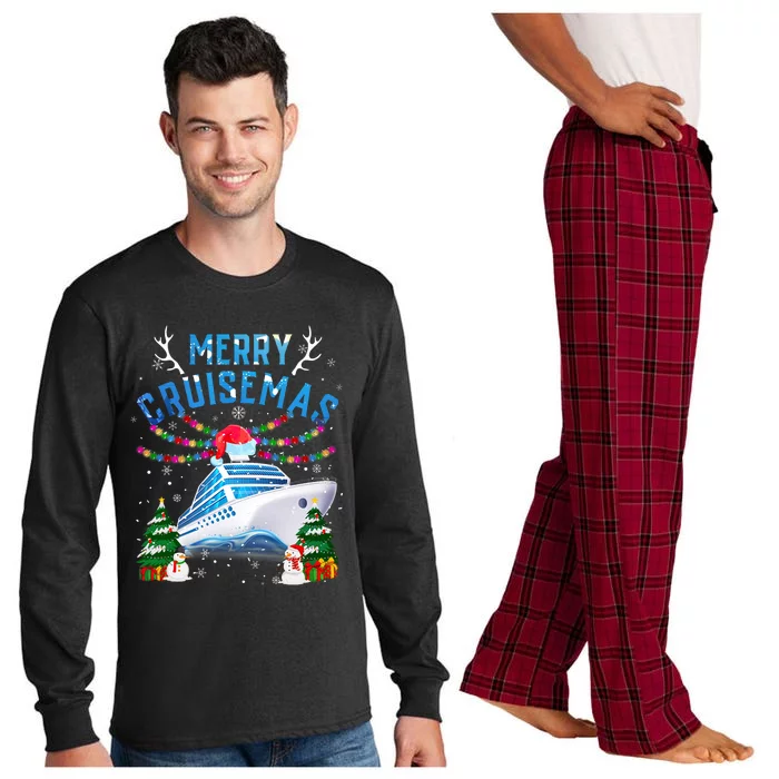 Merry Cruisemas Christmas 2024 Santa Reindeer Cruise Ship Long Sleeve Pajama Set