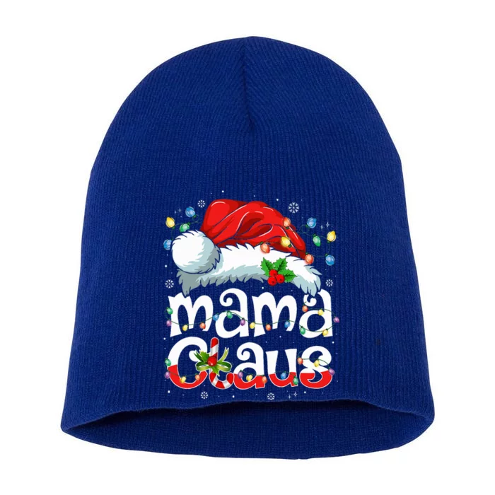 Mama Claus Christmas Lights Santa Hat Pajama Family Matching Short Acrylic Beanie