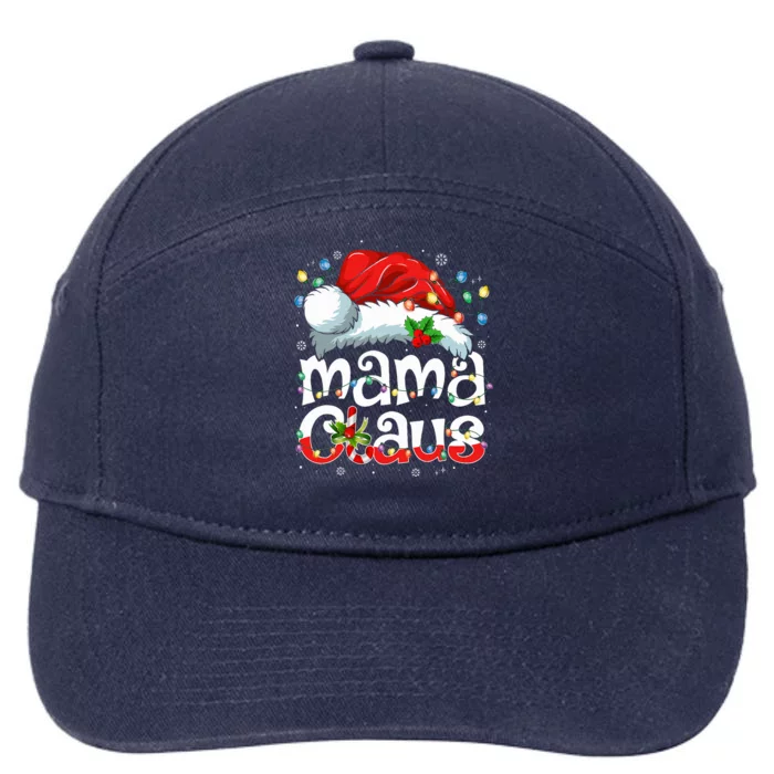 Mama Claus Christmas Lights Santa Hat Pajama Family Matching 7-Panel Snapback Hat