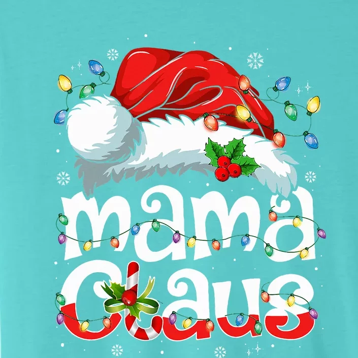 Mama Claus Christmas Lights Santa Hat Pajama Family Matching ChromaSoft Performance T-Shirt