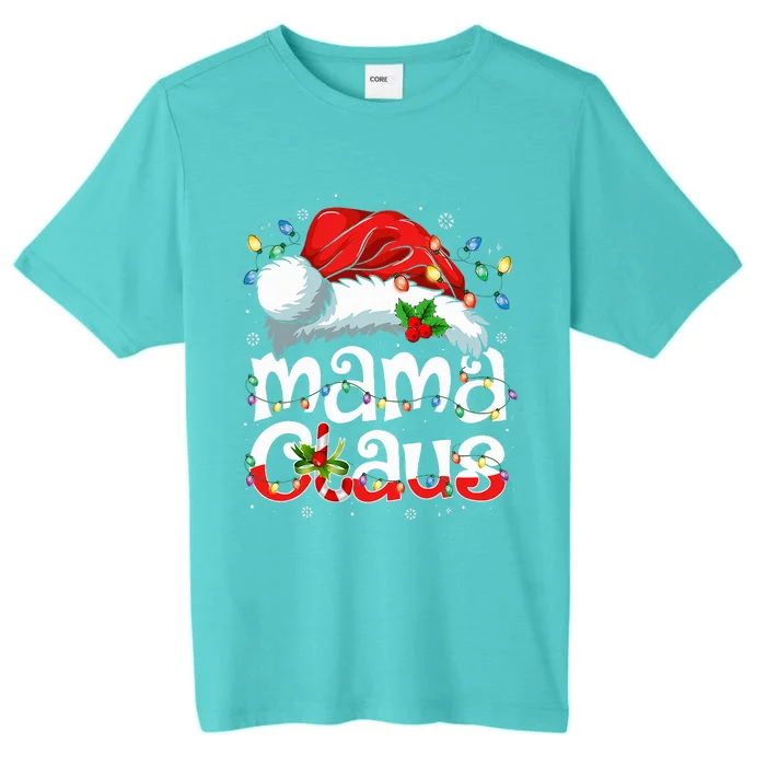 Mama Claus Christmas Lights Santa Hat Pajama Family Matching ChromaSoft Performance T-Shirt