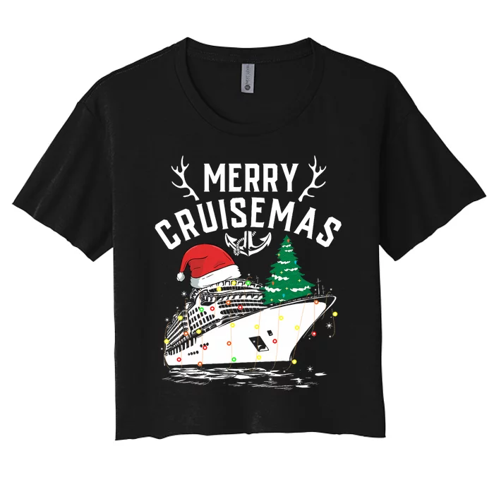 Merry Cruisemas Cruise Ship Family Christmas Funny Women's Crop Top Tee