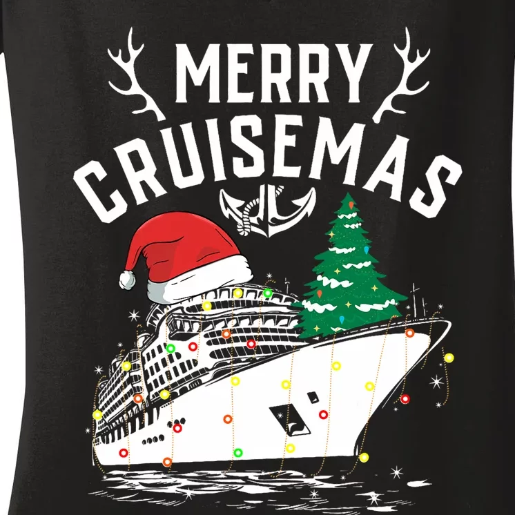 Merry Cruisemas Cruise Ship Family Christmas Funny Women's V-Neck T-Shirt