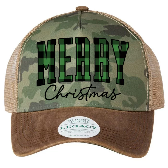 Merry Christmas Cool Green Plaid Legacy Tie Dye Trucker Hat