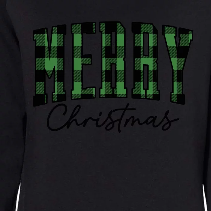 Merry Christmas Cool Green Plaid Womens California Wash Sweatshirt