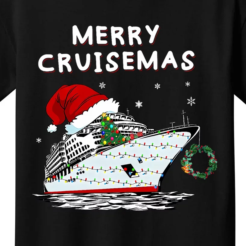 Merry Cruisemas Cruise Ship Santa Hat Christmas Holiday Kids T-Shirt