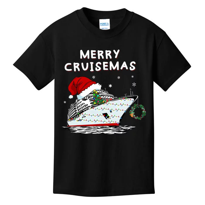 Merry Cruisemas Cruise Ship Santa Hat Christmas Holiday Kids T-Shirt